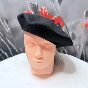 Clubman Beret Black One Size Wool Blend Beret Brand New